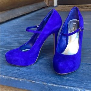Purple/blue suede heels